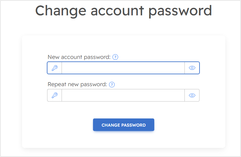 Change account password form Change account password form