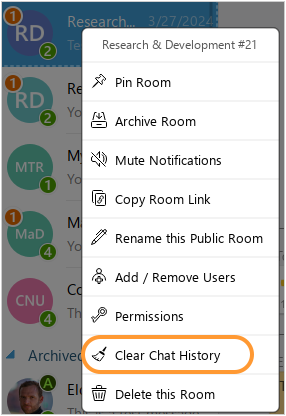 Chat history clearing