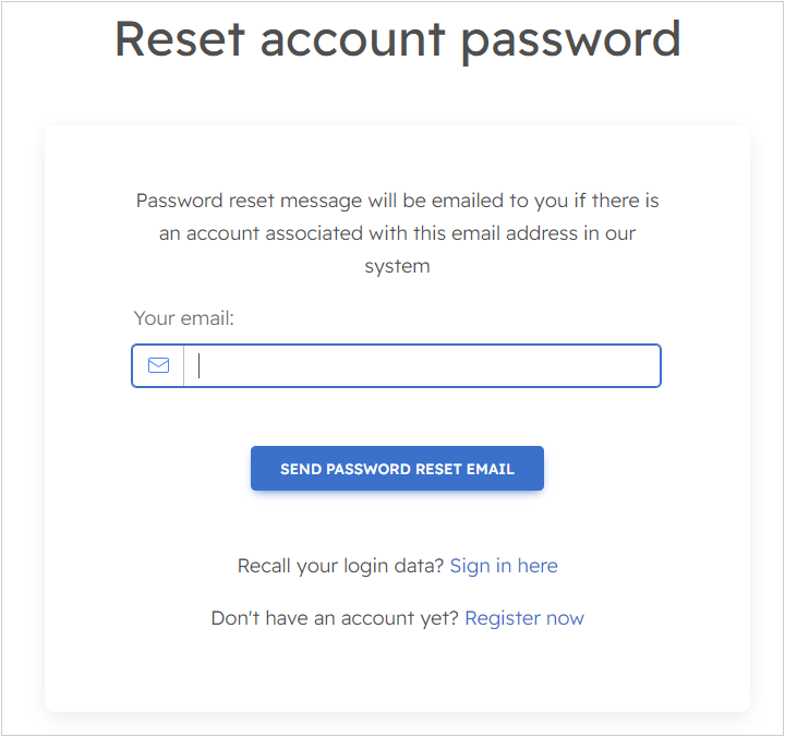 Password reset form Password reset form