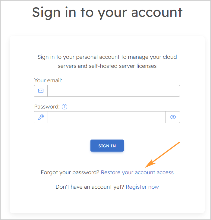 Restore your account access Restore your account access